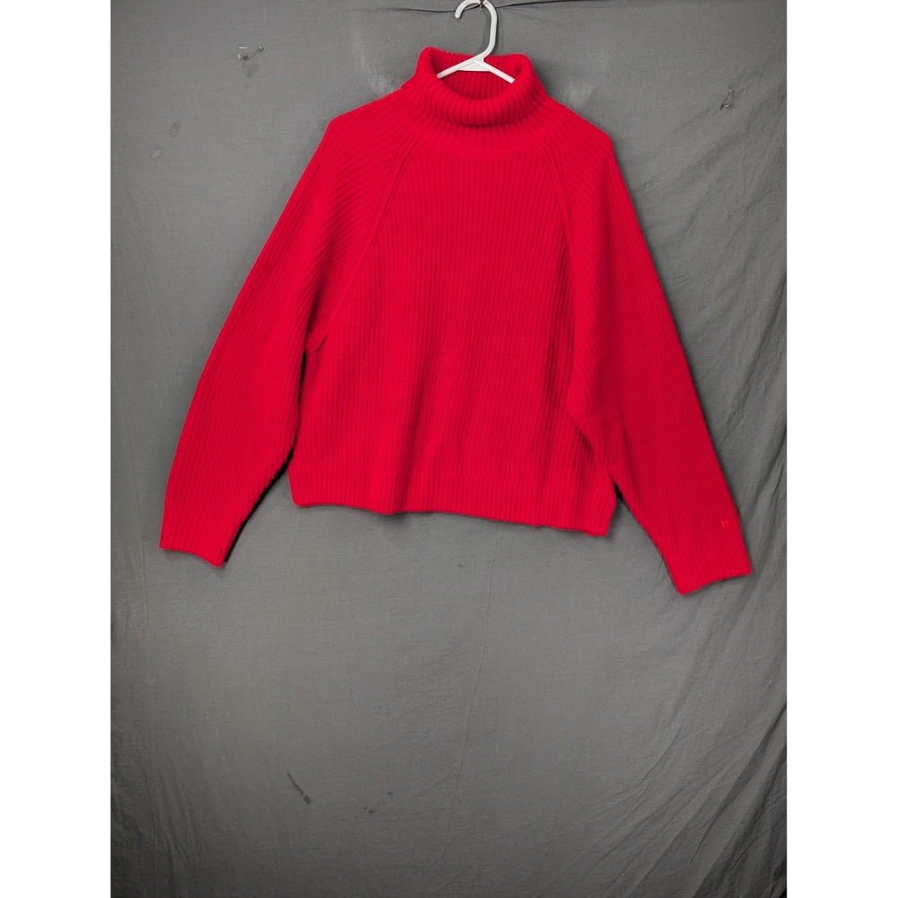 PINK‎ Victoria's Secret Red Ribbed Turtleneck Sweater Size Large